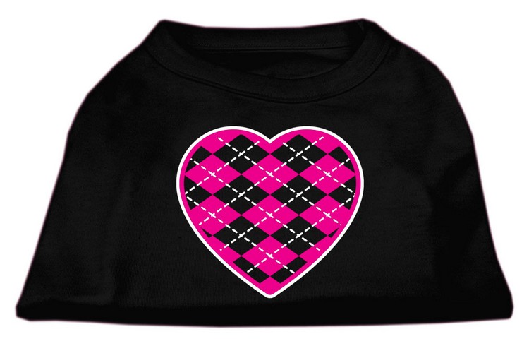 Argyle Heart Pink Screen Print Shirt Black Sm